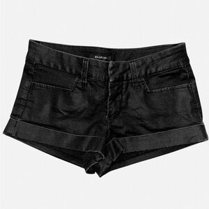Bebe 24 Black Jeather Trouser Shorts Clean Rolled Hem Low Rise Vintage Stretchy